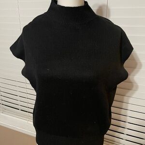Better Than Words Black Mock Neck Knit Short Sleeve Sweater